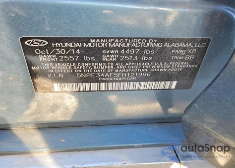 2015 Hyundai Sonata Sport z USA, uszkodzony, nr VIN 5NPE34AF5FH121996